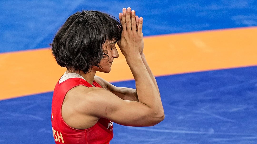 Vinesh Phogat at the Paris Olympics 2024. 